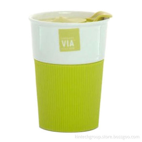 Promotional silicone mugs, made of ceramic, double-/single-wall, 11oz